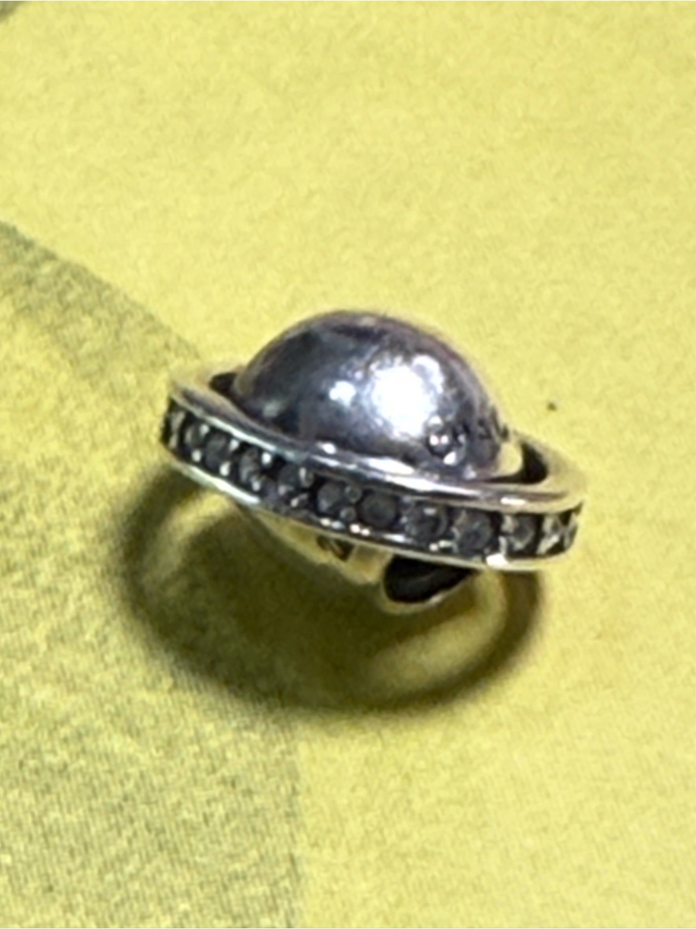 Swarovski Silver Planet Bracelet Charm with Pavé Orbit